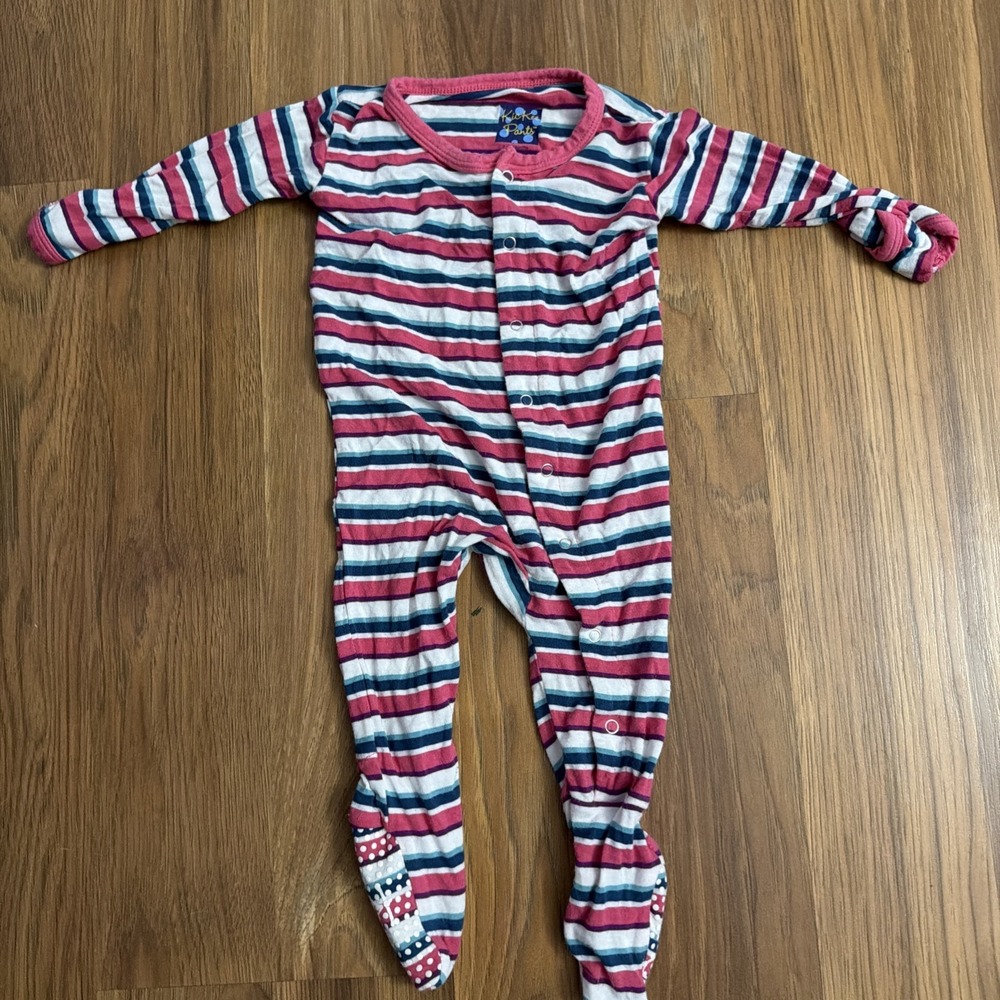 Kickee Pants Baby Girls 3-6 Months Striped Footie Sleeper Pajamas VGC